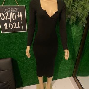 Black Longsleeve Bodycon Dress M